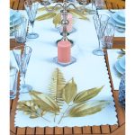 4+1 Gold Detaylı Yaprak Çizimli Amerikan Servis & Runner Seti Realhomes