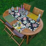 4+1 Renkli Zemin Üzerinde Yaprak Desenli Modern Amerikan Servis & Runner Seti Realhomes