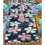 4+1 Renkli Zemin Üzerinde Yaprak Desenli Modern Amerikan Servis & Runner Seti Realhomes