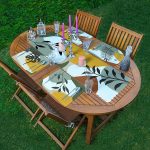 4+1 Beyaz Zemin Üzerinde Renkli Yaprak Desenli Amerikan Servis & Runner Seti Realhomes