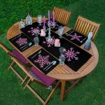 4+1 Siyah Zemin Pembe Kar Tanesi Tasarımlı Amerikan Servis & Runner Seti Realhomes