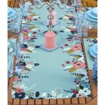 - ServisRunner-Set175-Gorsel2 - Realhomes 4+1 Rengarenk Zemin Üzerinde Çiçek Desenli Modern Amerikan Servis & Runner Seti Realhomes