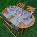 - ServisRunner-Set179-Gorsel1 - Realhomes  4+1 Gri Zeminde Fuşya Ağaç Motifli Amerikan Servis & Runner Seti Realhomes