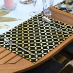 4+1 Altın Varaklı Yaprak Tasarımlı Amerikan Servis & Runner Seti Realhomes