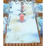 4+1 Renkli Zeminli Gold Detaylı Mermer Desenli Modern  Amerikan Servis & Runner Seti Realhomes