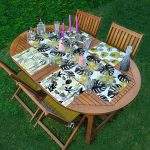 4+1 Beyaz Zeminli Gold Detaylı Yaprak Desenli Modern Amerikan Servis & Runner Seti Realhomes