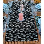 4+1 Renkli Zemin Üzerinde Çamağacı Desenli  Amerikan Servis & Runner Seti Realhomes