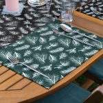 4+1 Renkli Zemin Üzerinde Çamağacı Desenli  Amerikan Servis & Runner Seti Realhomes