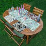 - ServisRunner-Set191-Gorsel1 - Realhomes 4+1 Rengarenk Zemin Üzerinde Çiçek Desenli Modern Amerikan Servis & Runner Seti Realhomes