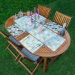 4+1 Renkli Zemin Üzerinde Yaprak Desenli Amerikan Servis & Runner Seti Realhomes