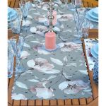 4+1 Renkli Zemin Gül Motifli Amerikan Servis & Runner Seti Realhomes