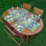 4+1 Renkli Sonbahar Yaprakları Motifli Amerikan Servis & Runner Seti Realhomes