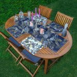 4+1 Lacivert Gold Detaylı Yaprak Tasarımlı Amerikan Servis & Runner Seti Realhomes