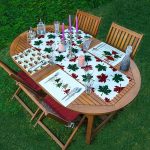 4+1 Ekose Motifli Çan & Yaprak Tasarımlı Amerikan Servis & Runner Seti Realhomes