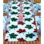 4+1 Ekose Motifli Çan & Yaprak Tasarımlı Amerikan Servis & Runner Seti Realhomes