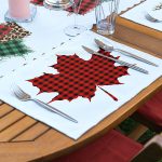 4+1 Çam Ağacı Tasarımlı Ekose Motifli Amerikan Servis & Runner Seti Realhomes