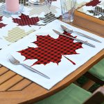 - ServisRunner-Set207-Gorsel3 - Realhomes 4+1 Ekose Çizimli Yaprak Motifli Amerikan Servis & Runner Seti Realhomes