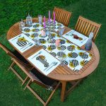 4+1 Siyah Ekose Balkabağı Motifli Amerikan Servis & Runner Seti Realhomes