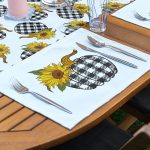 4+1 Siyah Ekose Balkabağı Motifli Amerikan Servis & Runner Seti Realhomes