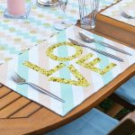 4+1 Pembe & Gold Detaylı Love Tasarımlı Amerikan Servis & Runner Seti Realhomes