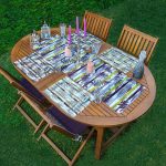 4+1 Renkli Çizgi Zeminli Yaprak Tasarımlı Amerikan Servis & Runner Seti Realhomes