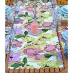 4+1 Renkli Gül Motifli Amerikan Servis & Runner Seti Realhomes