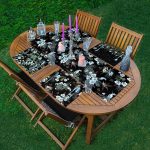 4+1 Siyah Zemin Çiçek Tasarımlı Amerikan Servis & Runner Seti Realhomes