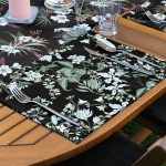 4+1 Siyah Zemin Çiçek Tasarımlı Amerikan Servis & Runner Seti Realhomes