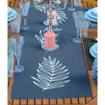 4+1 Renkli Zemin Tüy Motifli Amerikan Servis & Runner Seti Realhomes