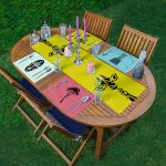 4+1 Renkli Zemin Etnik Çizim Tasarımlı Amerikan Servis & Runner Seti Realhomes