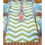 4+1 Altın Varaklı Geometrik Tasarımlı Amerikan Servis & Runner Seti Realhomes