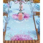 4+1 Mavi Zemin Ortanca Çiçeği Motifli Amerikan Servis & Runner Seti Realhomes