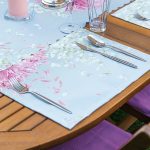 4+1 Mavi Zemin Ortanca Çiçeği Motifli Amerikan Servis & Runner Seti Realhomes