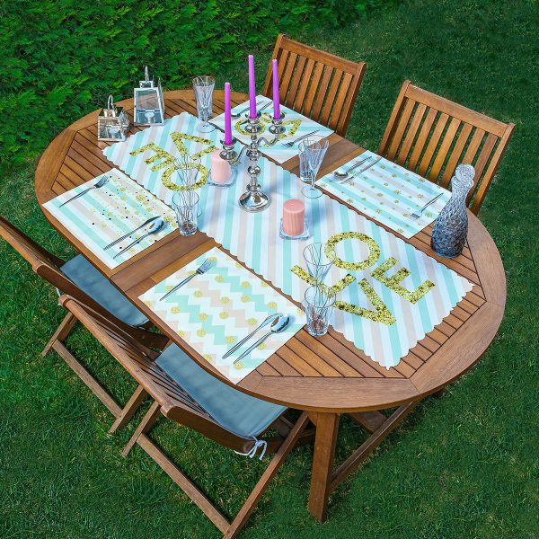 - ServisRunner-Set232-Gorsel1 - Realhomes  4+1 Lacivert Çapa Motifli Amerikan Servis & Runner Seti Realhomes