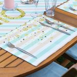 4+1 Renkli Çizgi Zeminli Gold Detaylı Amerikan Servis & Runner Seti Realhomes