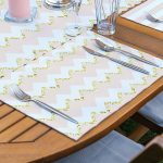 4+1 Pembe Çizgili Gold Detay Yazılı Amerikan Servis & Runner Seti Realhomes