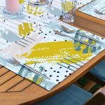 4+1 Beyaz Zemin Fırça Darbeleri Çizimli Amerikan Servis & Runner Seti Realhomes