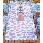 4+1 Siyah & Beyaz Zemin Kalp Tasarımlı Amerikan Servis & Runner Seti Realhomes