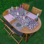 4+1 Siyah & Pembe Zemin Kalp Tasarımlı Amerikan Servis & Runner Seti Realhomes