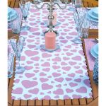 4+1 Beyaz & Pembe Zemin Kalp Tasarımlı Amerikan Servis & Runner Seti Realhomes