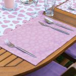 4+1 Beyaz & Pembe Zemin Kalp Tasarımlı Amerikan Servis & Runner Seti Realhomes