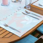 4+1 Mavi Zemin Yaprak Motifli Amerikan Servis & Runner Seti Realhomes