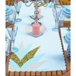 4+1 Gold Detaylı Soyut Çizimli Amerikan Servis & Runner Seti Realhomes