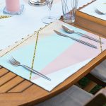 4+1 Gold Detaylı Soyut Çizimli Amerikan Servis & Runner Seti Realhomes