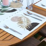 4+1 Beyaz Zeminde Gümüş Ve Gold Yaprak Tasarımlı Amerikan Servis & Runner Seti Realhomes