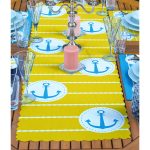 4+1 Renkli Zemin Çapa Desenli Amerikan Servis & Runner Seti Realhomes