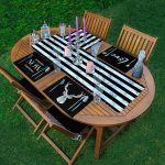 4+1 Siyah Zeminde Mermer Tasarımlı Amerikan Servis & Runner Seti Realhomes