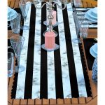 4+1 Siyah Zeminde Mermer Tasarımlı Amerikan Servis & Runner Seti Realhomes