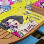 4+1 Dama Zeminli Fashion Girl Tasarımlı Amerikan Servis & Runner Seti Realhomes