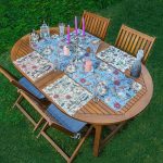 4+1 Pastel Zemin Kurumuş Çiçek Çizimli Amerikan Servis & Runner Seti Realhomes